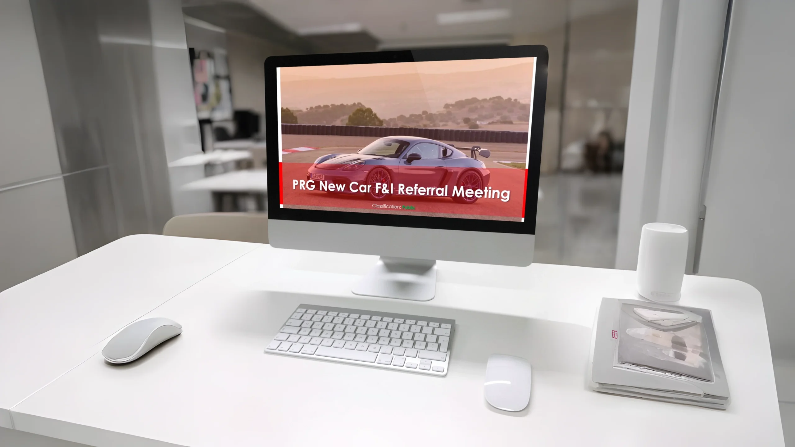 Our presentation for Derek Knight at Porsche Retail Group displayed on a desktop